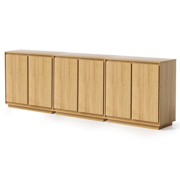 EYYTHUNG Buffet Storage Cabinet Set of 3, Sideboard Accent Cabinet Modern Credenza, Console Table, Natural Oak