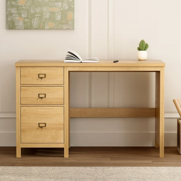 EYYTHUNG Executive Desk with Drawers, 47.2 x 21.7 in, Natural Oak, 1 Count, 1 Pack