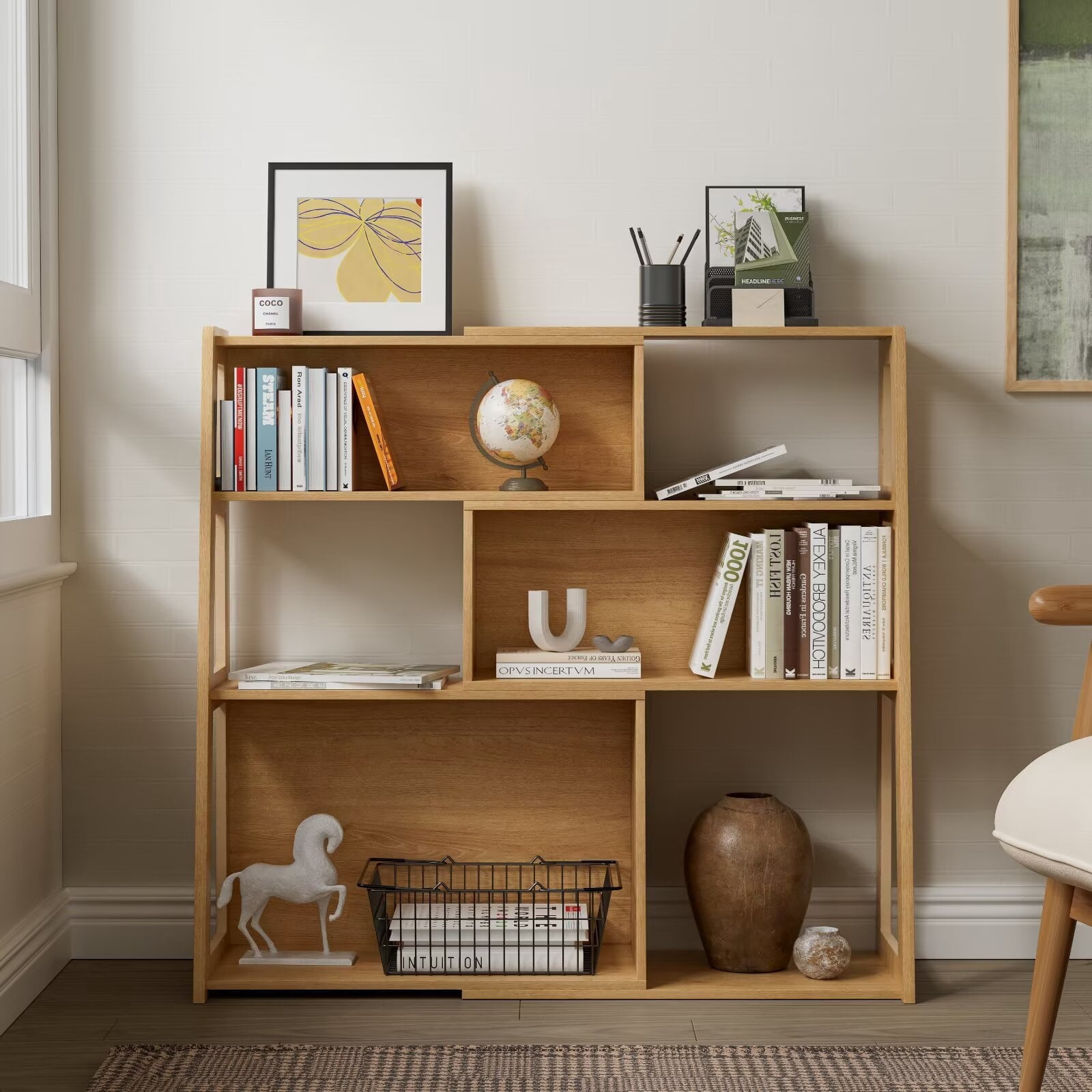 EYYTHUNG Extendable Bookshelves 3 Tier Wood Bookcases Storage Book ...