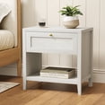 thumbnail image 1 of EYYTHUNG Farmhouse Nightstand Large Bedside End Table with Drawer & Open Storage, Mid Century Wood Night Stand, awer & Open Storage, Mid Century Wood Night Stand, Antique White, 1 of 6