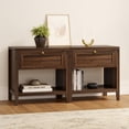 thumbnail image 1 of EYYTHUNG Farmhouse Nightstand Set of 2, Large Bedside End Table with Drawer & Open Storage, Mid Century Wood Night Stand, Brown, 1 of 6