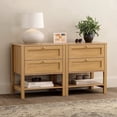 thumbnail image 1 of EYYTHUNG Modern Nightstand Set of 2 with Drawers, Farmhouse Wood Bedside Table with Open Shelf, Large End Table, Natural Oak, 1 of 5