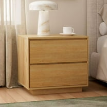 EYYTHUNG Farmhouse Nightstand with 2 Drawers, 21.6" Large Wooden Bedside Table with Storage Drawers, Modern Bedside End Table, Natural Oak