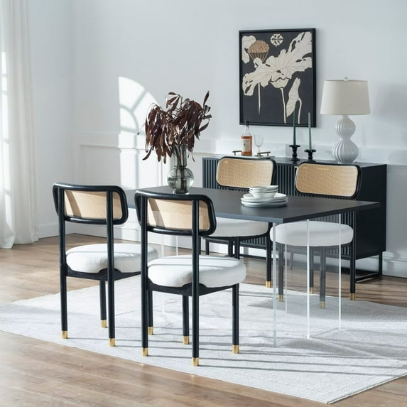 EYYTHUNG Mid-Century Dining Side Chairs, Mid Century Modern Upholstered Kitchen Chairs Black (Set of 4)