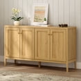 thumbnail image 1 of EYYTHUNG Farmhouse Storage Cabinet with 4 Doors, Adjustable Shelf Accent Cabinet, Modern Sideboard Buffet with Console Table Credenza for Dining Room, Living Room Kitchen, Natural Oak, 1 of 6