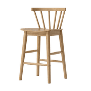 EYYTHUNG Farmhouse Wooden Barstool, 24-Inch Counter Height Stools with Ergonomic Curved Back, Natural Oak