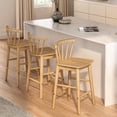 thumbnail image 1 of EYYTHUNG Farmhouse Wooden Barstool 24-Inch Counter Height Stools with Ergonomic Curved Back & Solid Wood Base, Rustic Kitchen Bar Chair Set of 3, Natural Oak, 1 of 8
