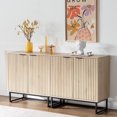 thumbnail image 1 of EYYTHUNG Fluted Storage Cabinet Set of 2, Modern Accent Sideboard Buffet with Adjustable Shelves, Credenza, Console Table Entryway Cabinet for Living Room, Light Oak, 1 of 7