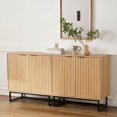 thumbnail image 1 of EYYTHUNG Fluted Accent Sideboard, Modern Storage Cabinet, Credenza, Console Table Set of 2, Natural Oak, 1 of 7
