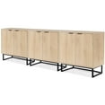 thumbnail image 1 of EYYTHUNG Fluted Storage Cabinet Set of 3, Sideboard Buffet Cabinet Modern Accent Cabinet with Adjustable Shelves, Credenza, Light Oak, 1 of 7