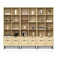 thumbnail image 1 of EYYTHUNG Fluted Tall Bookcase with Drawers, Mid-Century Farmhouse, Adjustable Shelves, 71" Tall, Set of 3, 1 of 7