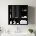 thumbnail image 1 of EYYTHUNG Fluted Wall-Mounted Cabinet Bathroom Modern Medicine Cabinet with Sliding Door Adjustable Shelf Wood Storage Cabinet, Black, 1 of 10