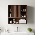thumbnail image 1 of EYYTHUNG Fluted Wall-Mounted Cabinet Bathroom Modern Medicine Cabinet with Sliding Door Adjustable Shelf Wood Storage Cabinet, Brown, 1 of 10