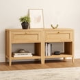 thumbnail image 1 of EYYTHUNG Large Nightstand Set of 2, Farmhouse Bedside End Table with Open Storage Shelf, Modern Wood Night Stand for Sofa, Natural Oak, 1 of 7