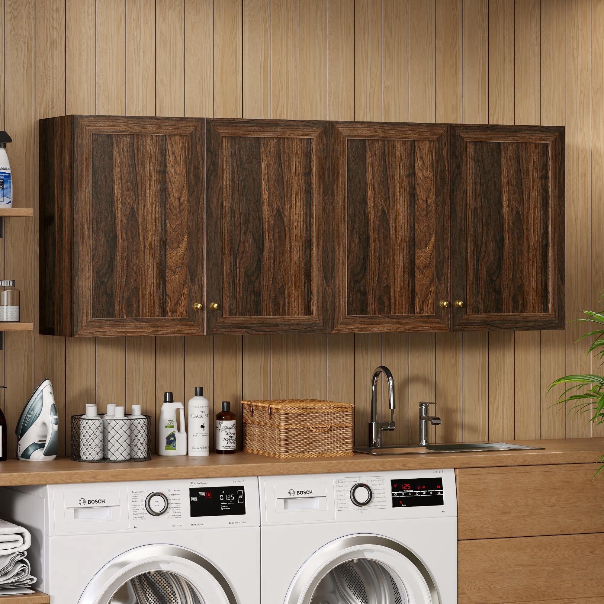 EYYTHUNG Laundry Wall Set of 2, Farmhouse Wood Storage — free download