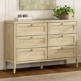 thumbnail image 1 of EYYTHUNG Modern 6-Drawer Storage Dresser for Bedroom, Chest of Drawers with Golden Handles, Cabinet Side Table, Light Oak, 1 of 7