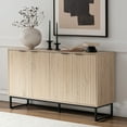thumbnail image 1 of EYYTHUNG Modern Accent Fluted Sideboard Buffet Cabinet, Boho Chic Storage Credenza with Adjustable Shelves, Bar Cabinet, Light Oak, 1 of 7