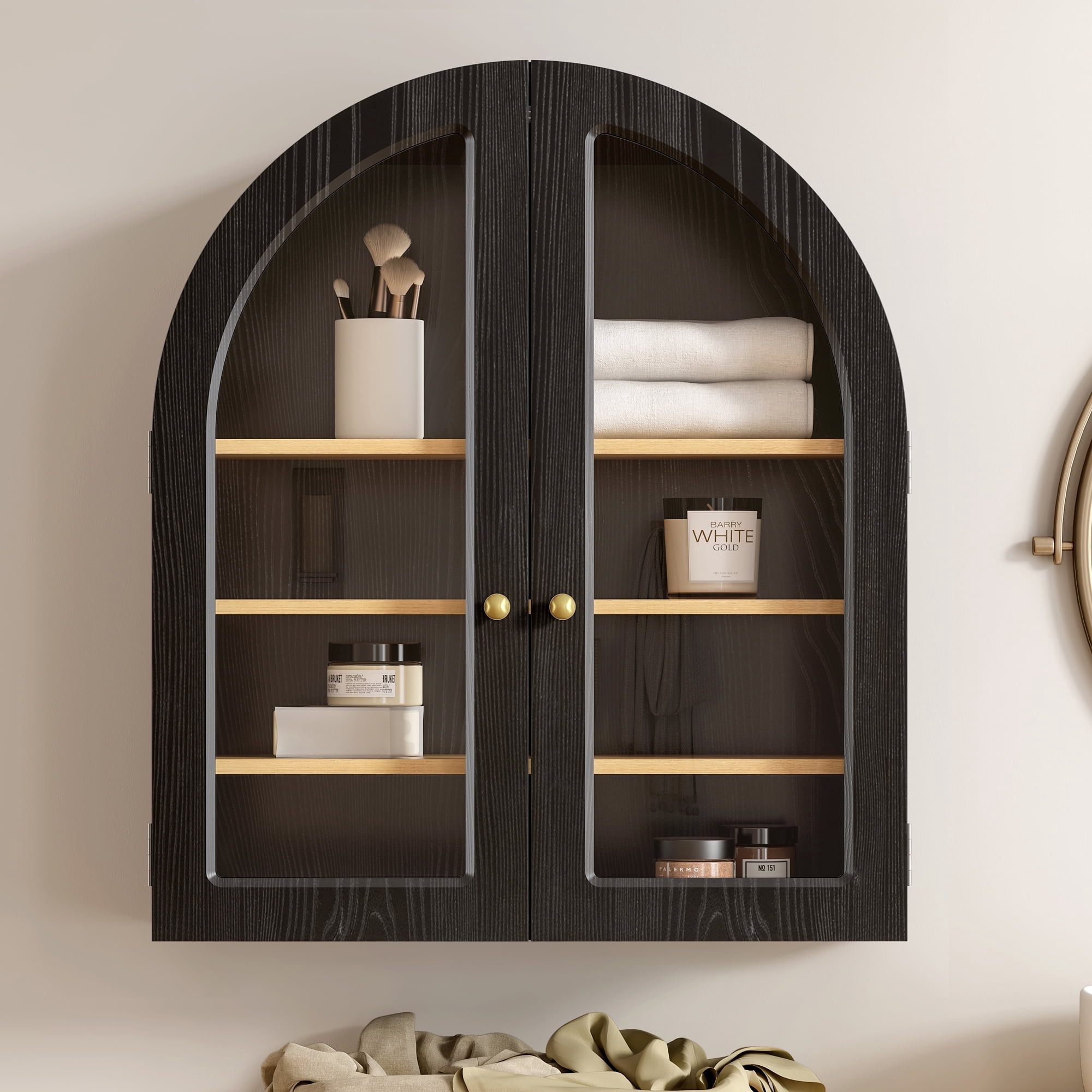 EYYTHUNG Modern Arched Wall Cabinet, Large Medicine Cupboard, Farmhouse ...