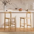 thumbnail image 1 of EYYTHUNG Modern Farmhouse Bar Stools 25 inch Mid-Century Solid Wood Counter Height Stools with Back Support Barstools Chairs for Kitchen Dining Room Set of 2, Natural Oak, 1 of 8