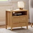 thumbnail image 1 of EYYTHUNG Modern Nightstand with 2 Drawers Wooden End Table with Charging Station Farmhouse Night Stand Bedside Side Table, Natural Oak, 1 of 8