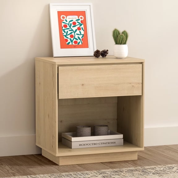 EYYTHUNG Modern Nightstand Wood End Side Table, Farmhouse Accent Night Stand Bedside Table, Light Oak