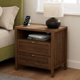 thumbnail image 1 of EYYTHUNG Modern Nightstands with 2 Drawers Wooden End Table with Charging Station Farmhouse Night Stand Bedside Side Table with Storage Open Shelf, Brown, 1 of 8
