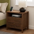 thumbnail image 1 of EYYTHUNG Modern Nightstands with 2 Drawers Wooden End Table with Charging Station Farmhouse Night Stand Bedside Side Table with Storage Open Shelf, Brown, 1 of 8