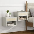 thumbnail image 1 of EYYTHUNG Rattan Floating Nightstands with Drawer Set of 2, Small Wall Mounted Rattan Cabinet, Modern Floating Bedside Table, Open Shelf Storage, Antique White, 1 of 8