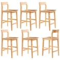 thumbnail image 1 of EYYTHUNG Set of 6 Modern Farmhouse Bar Stools 25 inch Mid-Century Solid Wood Counter Height Stools with Back Support Barstools Chairs for Kitchen Dining Room, Natural Oak, 1 of 8