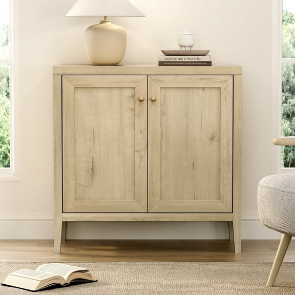 EYYTHUNG Sideboard Buffet Cabinet with Adjustable Shelves, Farmhouse Credenza Versatile Storage Cabinet Accent Furniture, Light Oak