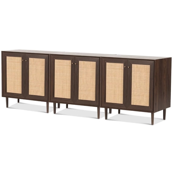 EYYTHUNG Storage Cabinet Set of 3, Accent Storage Cabinets for Living Room, Walnut