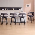 thumbnail image 1 of EYYTHUNG Swivel Bar Stools Set of 4, 26" Counter Height Bar Chairs with Curved Back and Armrest Modern Linen Upholstered Wood Barstools, Black/Dark Grey Linen, 1 of 8