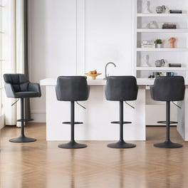 MoNiBloom Set of Adjustable Bar Stools, Faux Leather Swivel