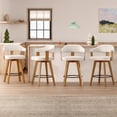 thumbnail image 1 of EYYTHUNG Swivel Bar Stools Set of 4, Modern Curved-Back 26-Inch Counter Barstools with Armrests, Linen Upholstered Wooden Stools for Kitchen Island & Home Bar Seating, Beige, 1 of 6