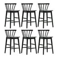 thumbnail image 1 of EYYTHUNG Wood Bar Stool Set of 6, 24-Inch Farmhouse Counter Height Stool Chairs with Ergonomic Curved Back & Solid Wood Legs, Rustic Kitchen Bar Chair, Black, 1 of 7