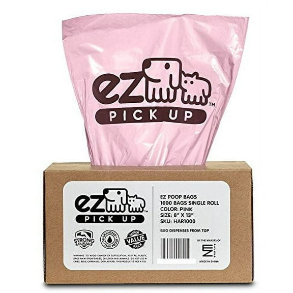 EZ 1000 Pet Waste Disposal Dog Poop Bags, Pickup Bags Pink (Single roll, not on Small Rolls)