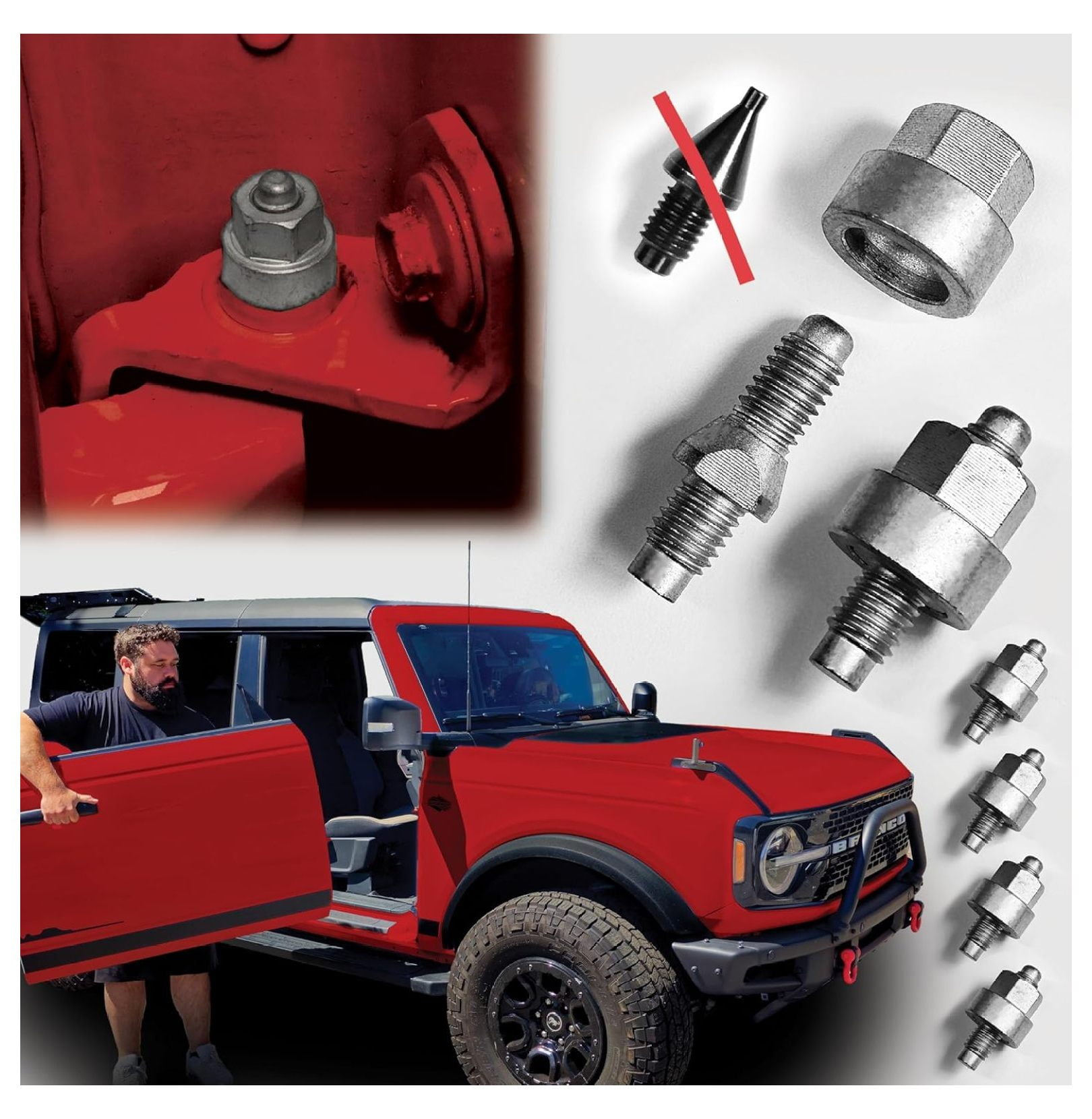 Ford F150 F250 F350 Bronco Door Hinge Pins Pin Bushing Kit TWO DOOR KIT - Foto 5