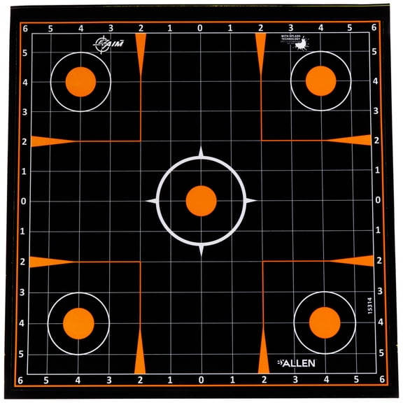 Ez Aim Splash Sight-in Paper Shooting Targets, 12"W x 12"H, 5-Pack, Black