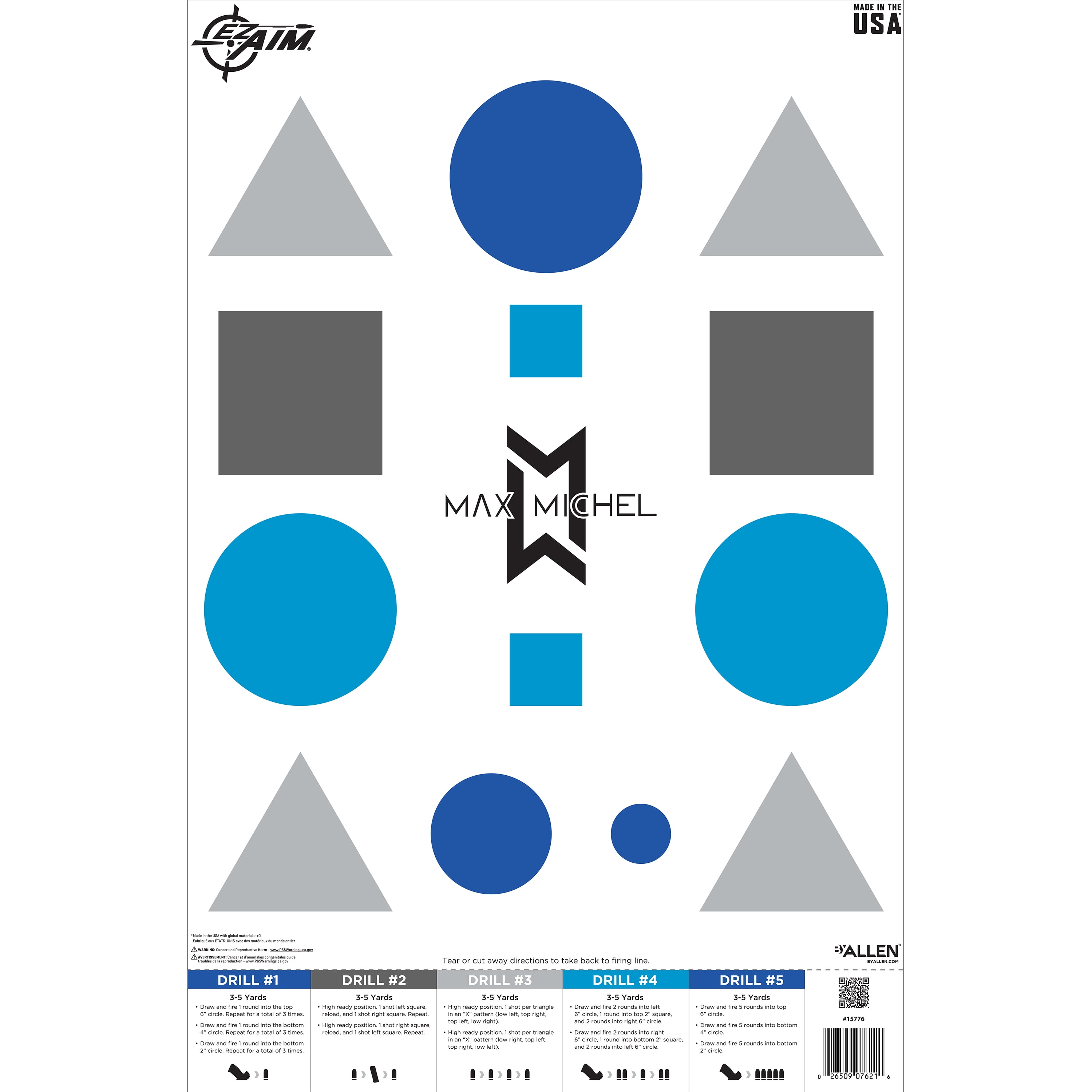 EZ Aim® Max Michel Course of Fire Training Target, A-2 Paper Target, 23 x 35, 50-Pack