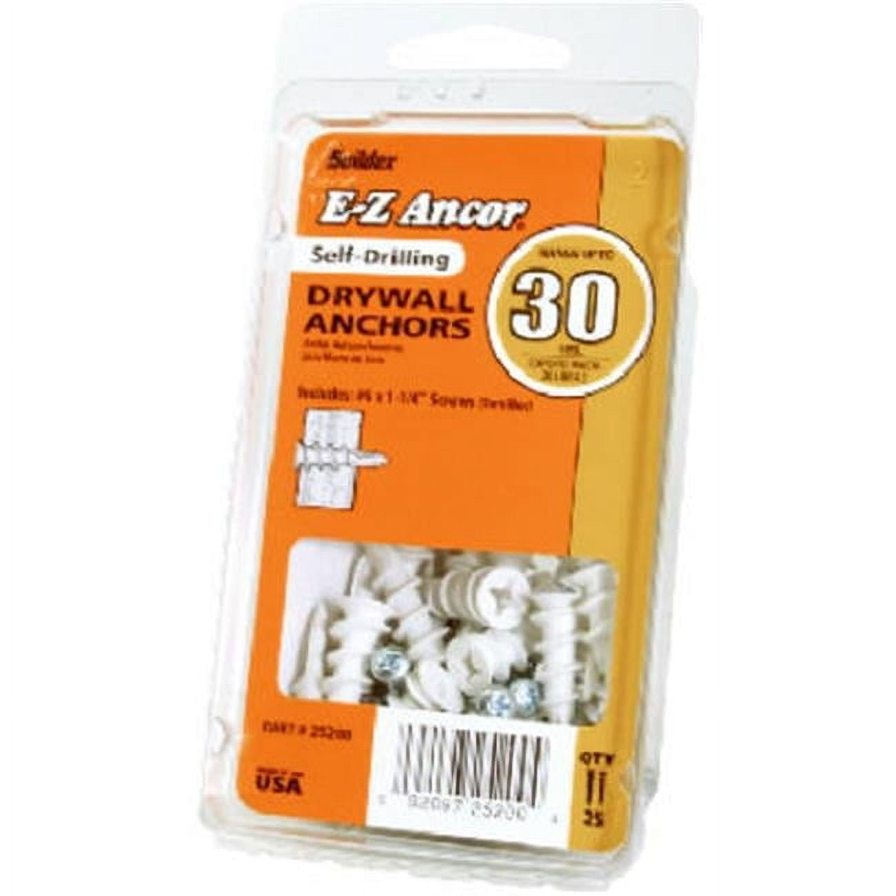 White Plastic Twist-N-Lock Drywall Anchors, Pack of 25