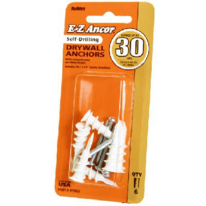 EZ Ancor 30 SelfDrilling Drywall Anchors, 6Ct. 1 Pack