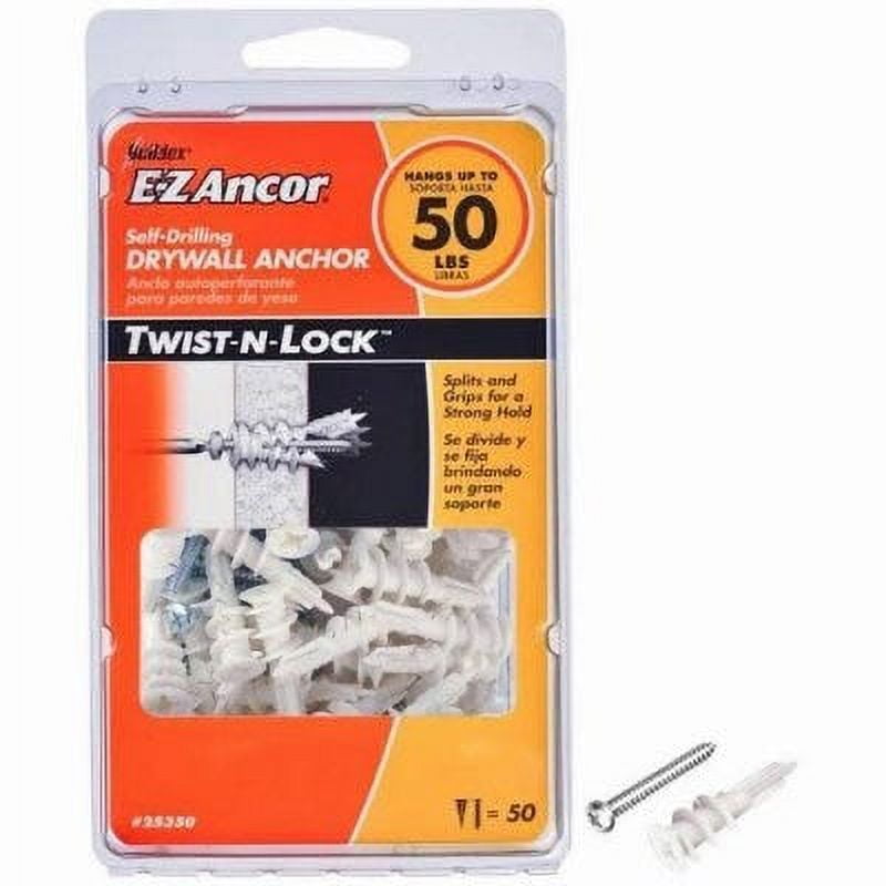 EZ Ancor Drywall Anchors, SelfDrilling, Plastic, 50, 50Pk. 1 Pack