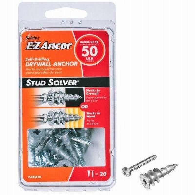 EZ Ancor Stud Solver Drywall Anchors, SelfDrilling, Metal, 50, 20Pk