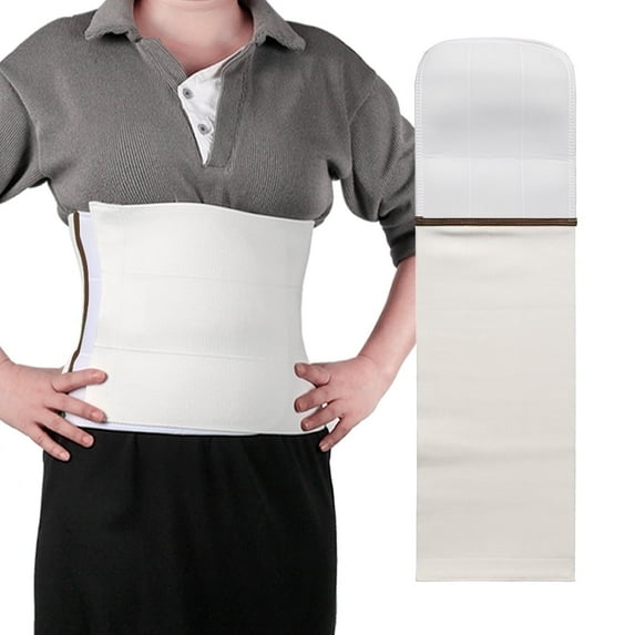 EZ Assistive Abdominal Binder, Lower Waist Support Belt, Wide Belly Wrap, Compression Wrap for Men and Women, White, 1 Count
