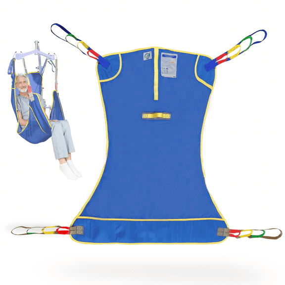 EZ Assistive Full Body Patient Lift Sling, Breathable Mesh Hoyer Lift Transfer Sling with Padded Leg Support for Elderly and Disabled, 500lbs Weight Capacity, Blue,Large
