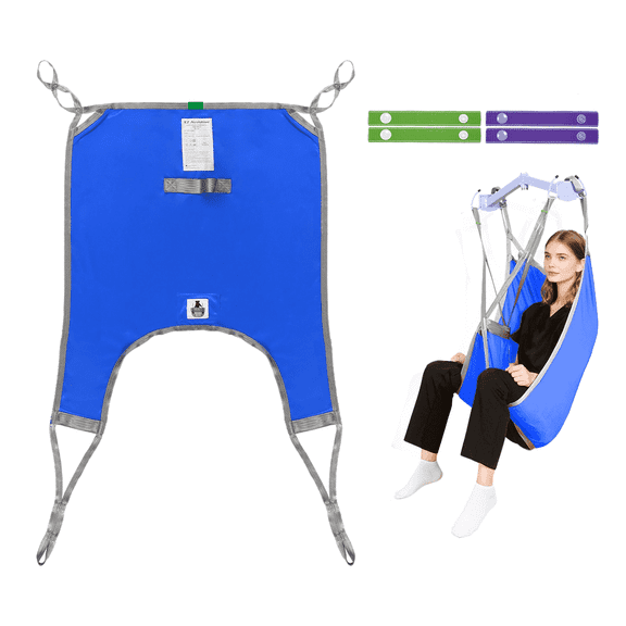 EZ Assistive Patient Lift Divided Leg Sling with Lower Back Support, Polyester Transfer Sling for Lifting and Positioning, 500 lb Capacity, Blue