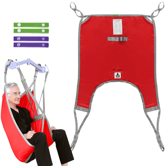 EZ Assistive Patient Lift Sling with Divided Leg Transfer Red, 500lb Weight Capacity Large