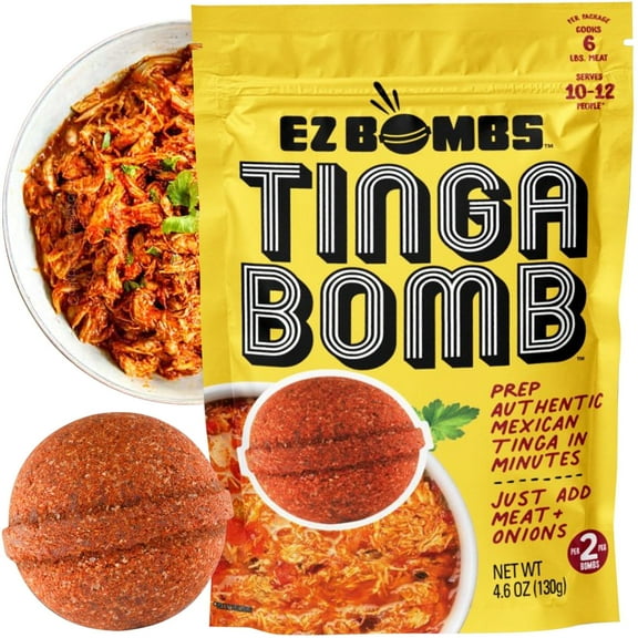 EZ Bombs Tinga Bomb Seasoning, Pack of 2 - Authentic Mexican Seasoning for Smoky Chipotle Tinga Sauce, Tacos, Tostadas, Tortas and More - Bold, Spicy & Tangy Flavor Quick and Flavorful Meals