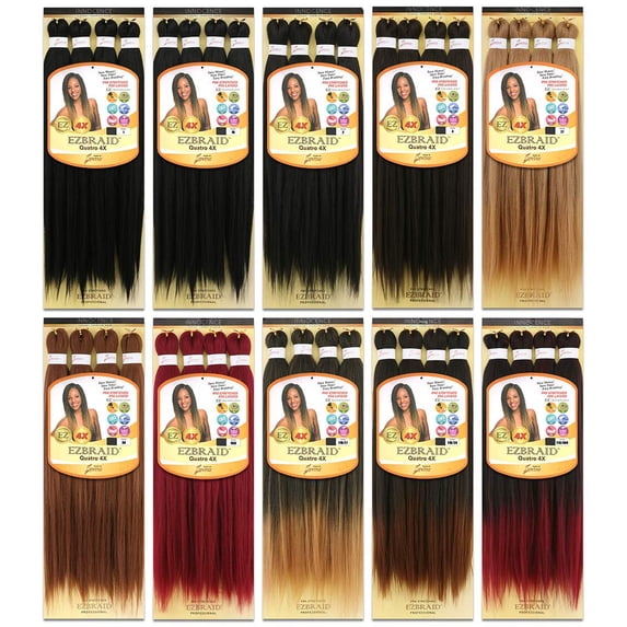 EZ Braid Quatro 4X Pre-Stretched 26", Color T1B/Red - 2PACK