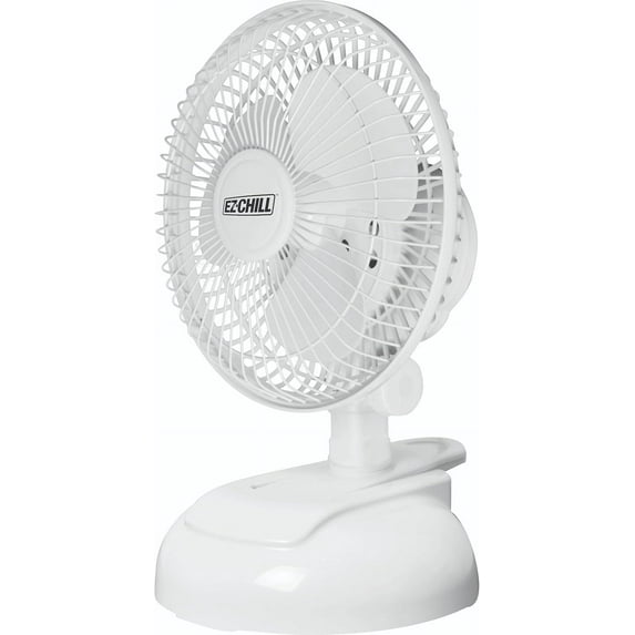 EZ-Chill 6" Personal Clip or Desk Fan with Removable Base, White